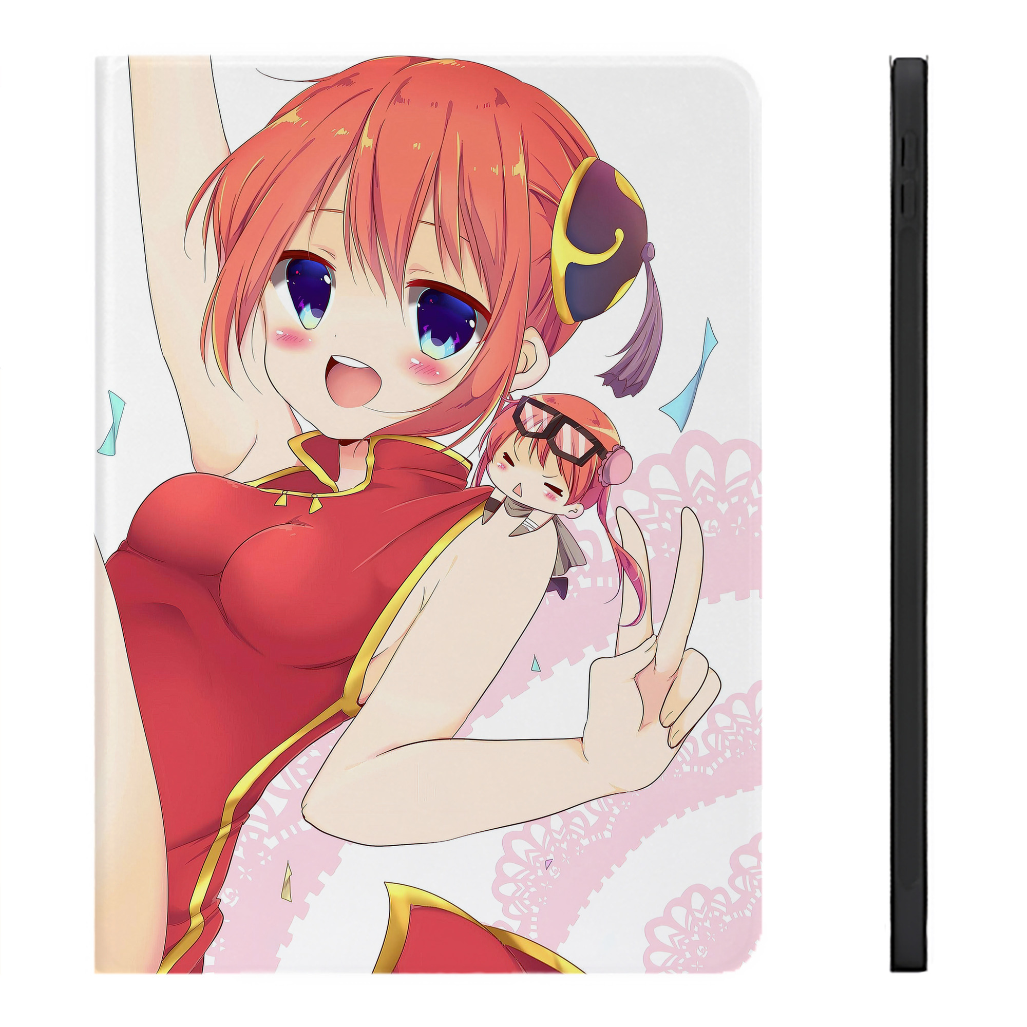 （画像用） ぎんたま 坂田銀時（さかたぎんとき） 神楽 志村新八（しむら しんぱち） GINTAMA Sakata Gintoki Kagura Shimura Shinpachi IPadケース ペンホルダー付き ブックスタイルデザイン